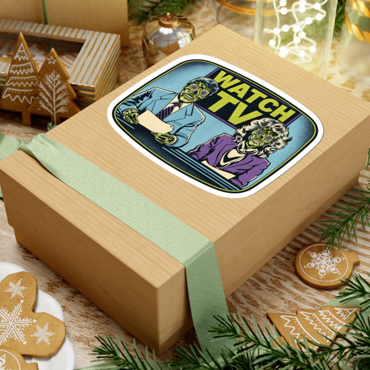Watch TV - Indoor Sticker – They Live, Alien News - Retro Sci-Fi - Dystopian Decal - Image 3