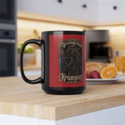 Greetings From Krampus - Black Mug – Sip with a Side of Sinister Cheer - Image 11