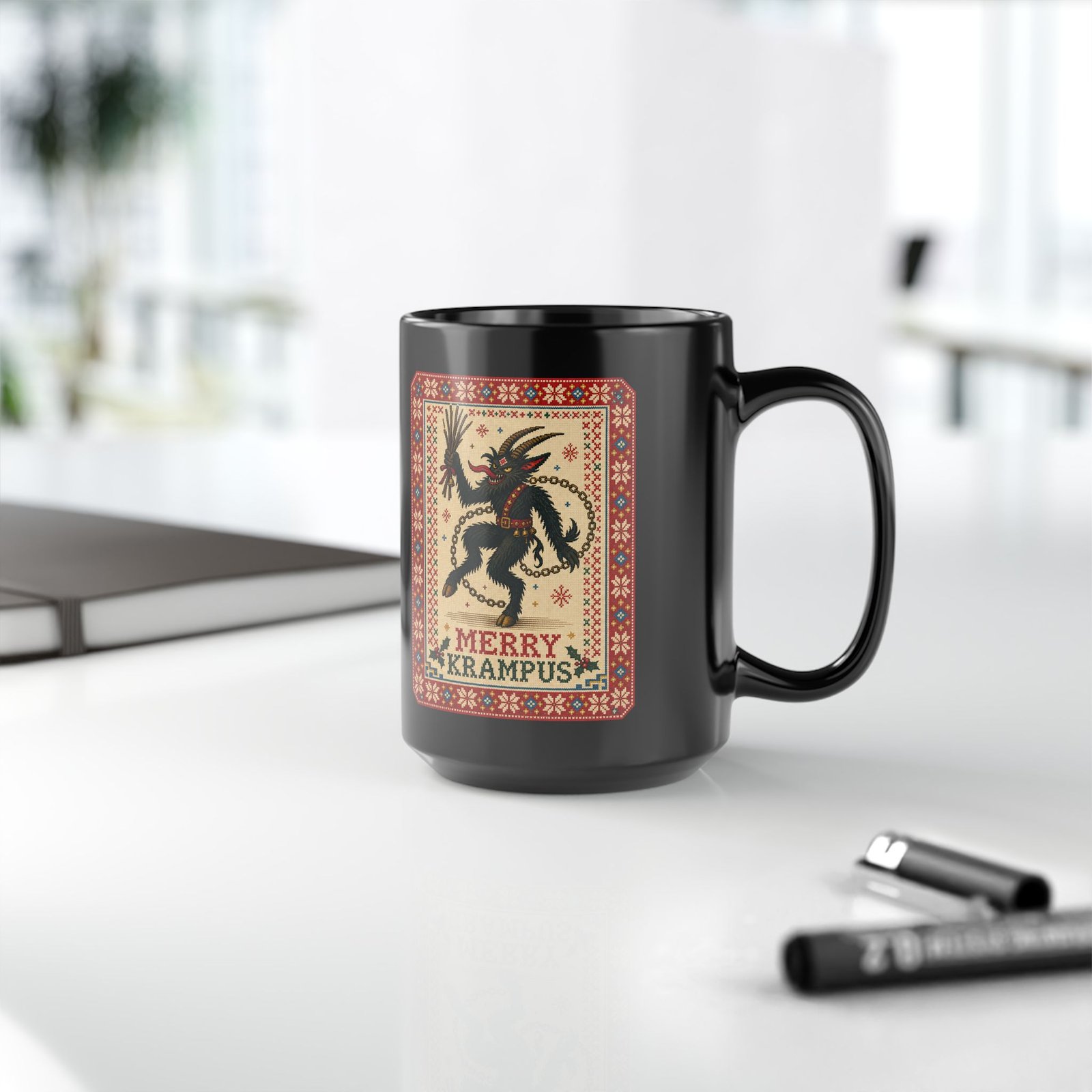 Merry Krampus - Black Mug – Sip Scares, Not Cocoa - Image 13