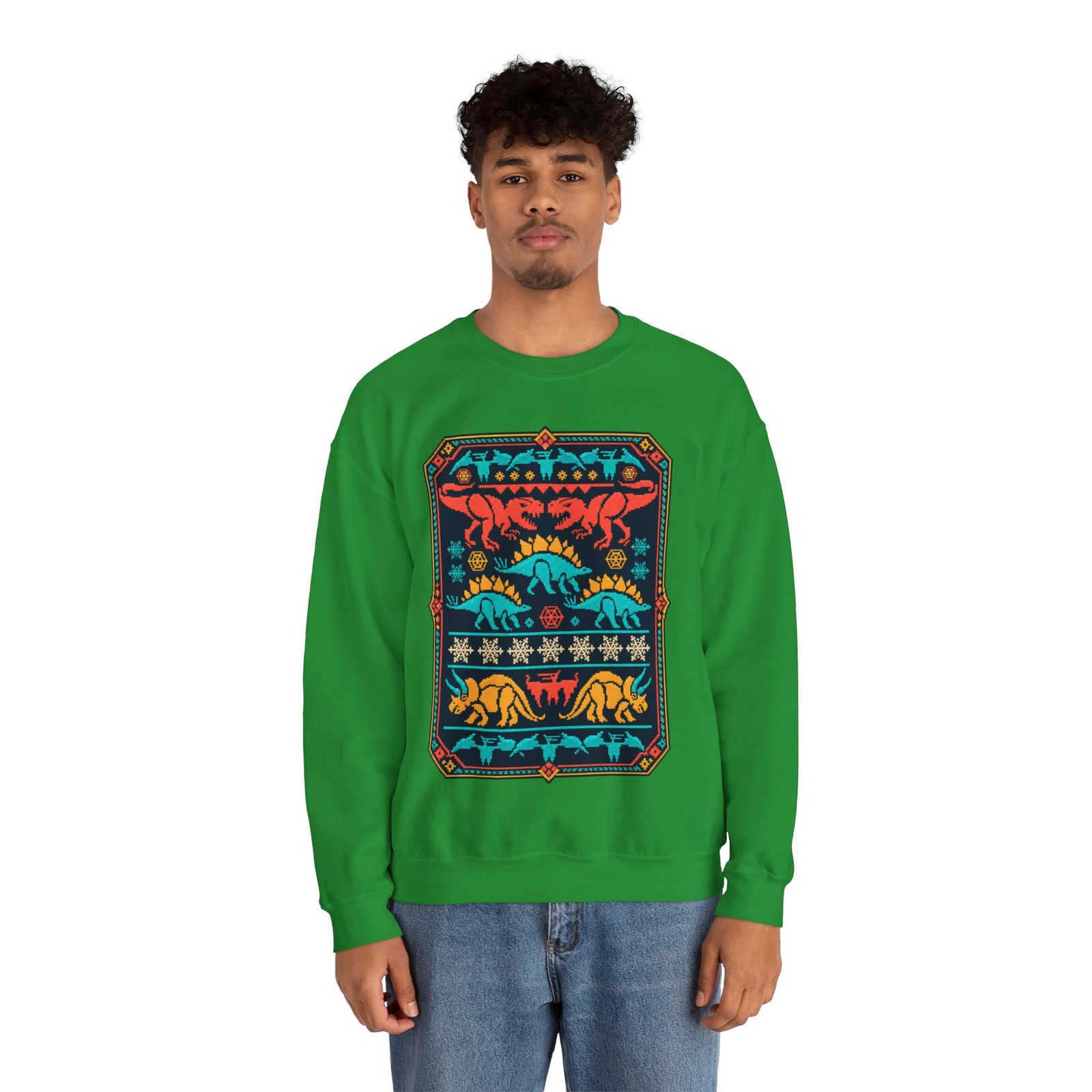Dino-Mite Christmas - Unisex Sweatshirt – Funny Dinosaur - Ugly Christmas Sweater - Image 5