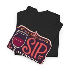 Sip Happens - Unisex T-Shirt – Funny Wine Lover - Red Wine Pun Tee - Image 3