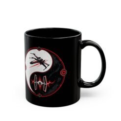 Balance of the Force – Black Mug – Yin Yang Galactic Starfighter Design - Image 3