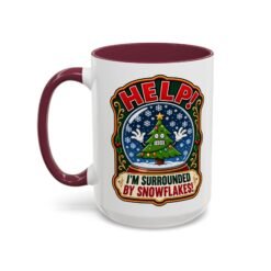 Help! I'm Surrounded By Snowflakes - Color Accent Mug – Funny Sarcastic Christmas - Image 26