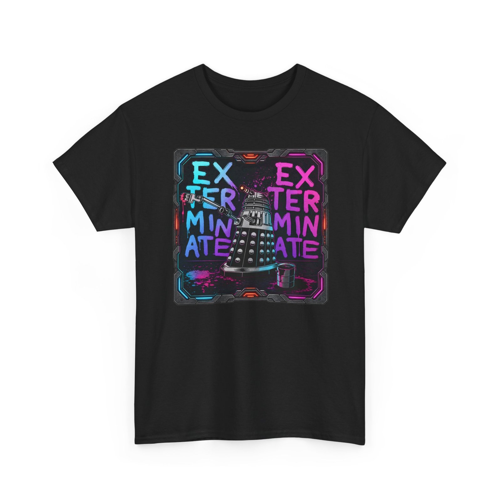 Exterminate! - Unisex T-Shirt – Retro Sci-Fi - Robot Graffiti Art - Image 6