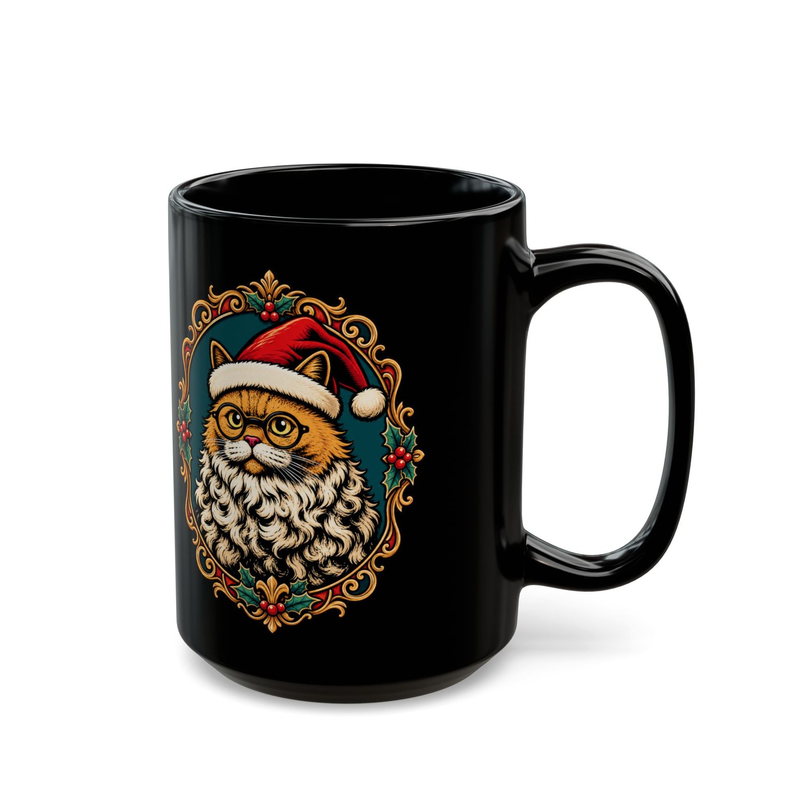 Santa Claws – Black Mug – Meowy and Bright - Image 7