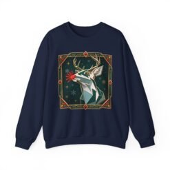 Polygon Rudolph - Unisex Sweatshirt – Geometric Reindeer - Modern Christmas - Image 10