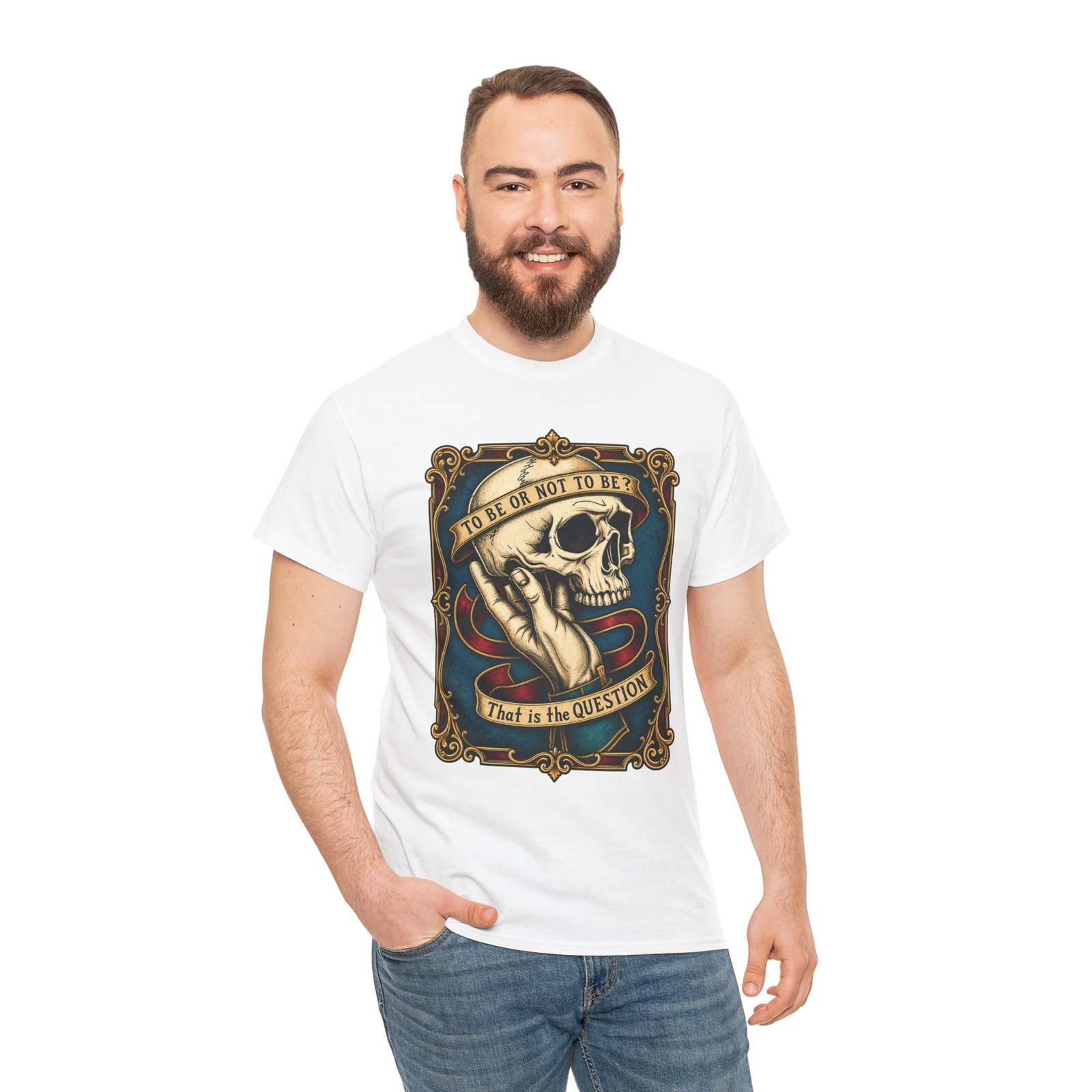 To Be or Not To Be - Unisex T-Shirt – Shakespeare Hamlet Skull - Image 8