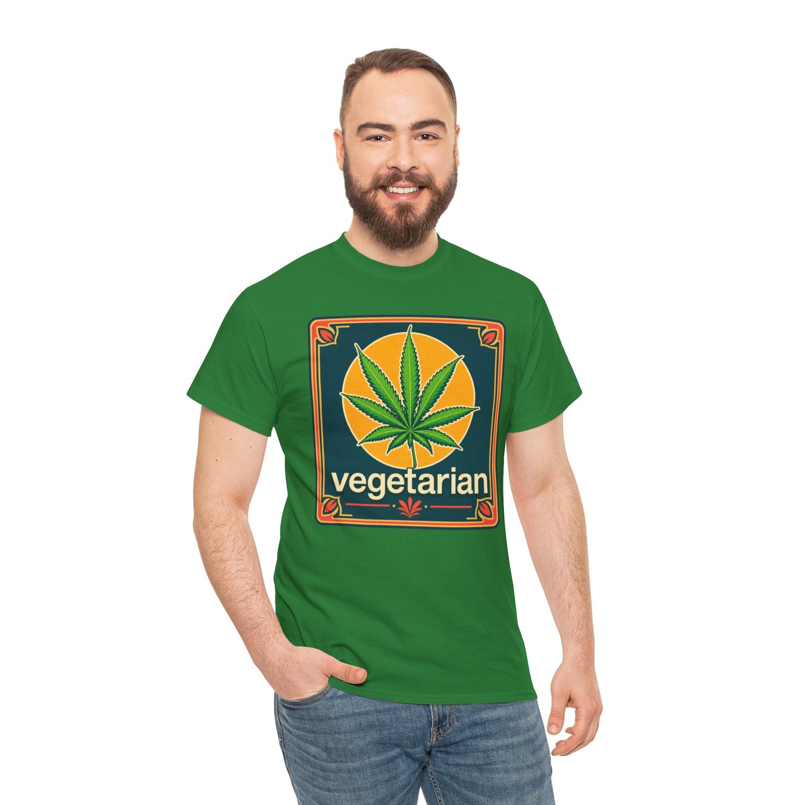 Vegetarian - Unisex T-Shirt – Funny Marijuana Leaf - Cannabis Lovers - Image 4