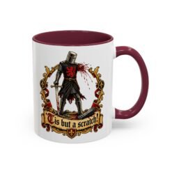 'Tis But a Scratch - Color Accent Mug – Funny Monty Python - Black Knight - Image 3