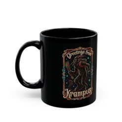 Alternative view of Greetings From Krampus - Black Mug – Sip with a Side of Sinister Cheer