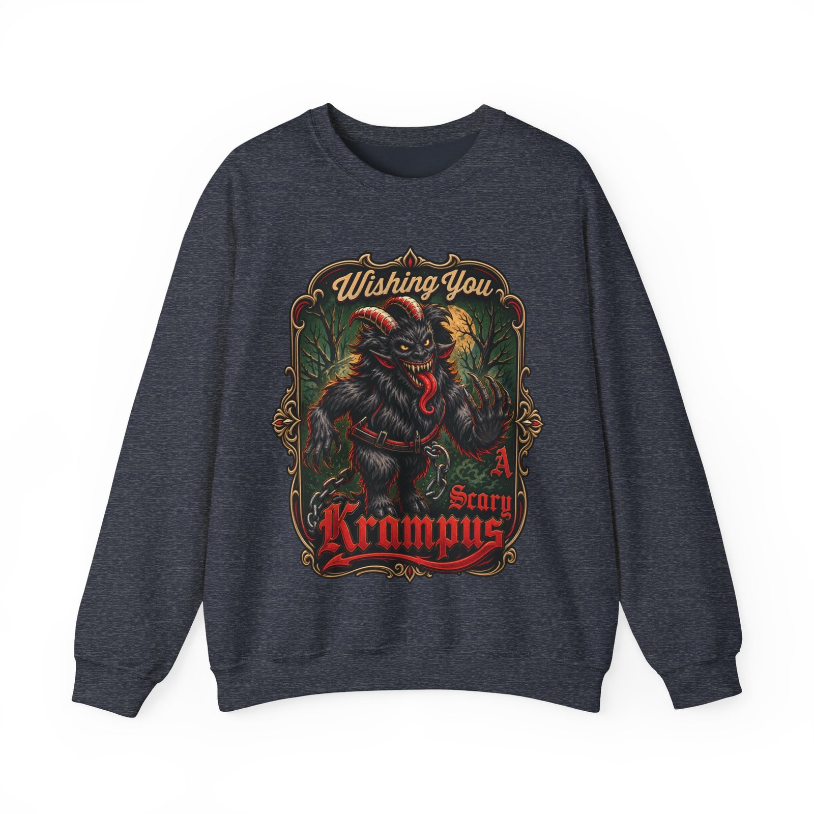 Wishing You a Scary Krampus - Unisex Sweatshirt – Dark Christmas Horror - Image 19