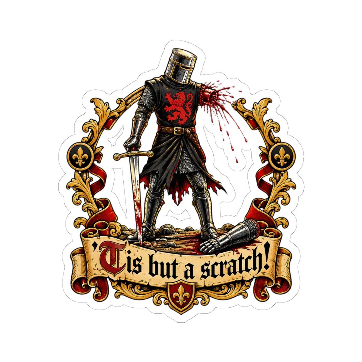'Tis But A Scratch - Indoor Sticker – Funny Monty Python - Black Knight Decal - Image 19