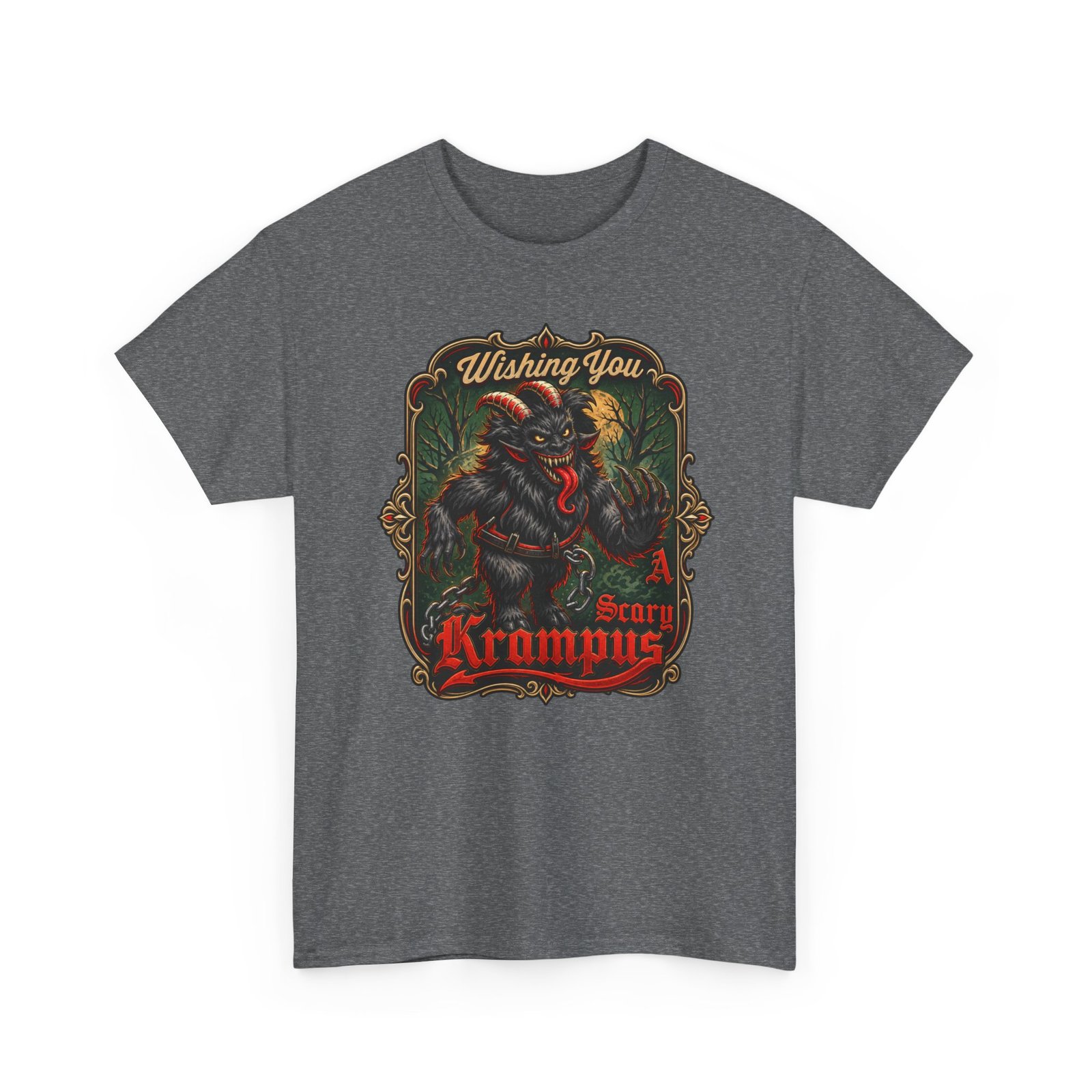 Wishing You a Scary Krampus - Unisex T-Shirt – Dark Christmas Horror - Image 25