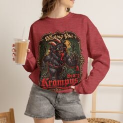 Wishing You a Scary Krampus - Unisex Sweatshirt – Dark Christmas Horror - Image 4