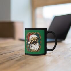 Pug Santa - Black Mug – Funny Christmas Pug - Dog Lover - Image 5