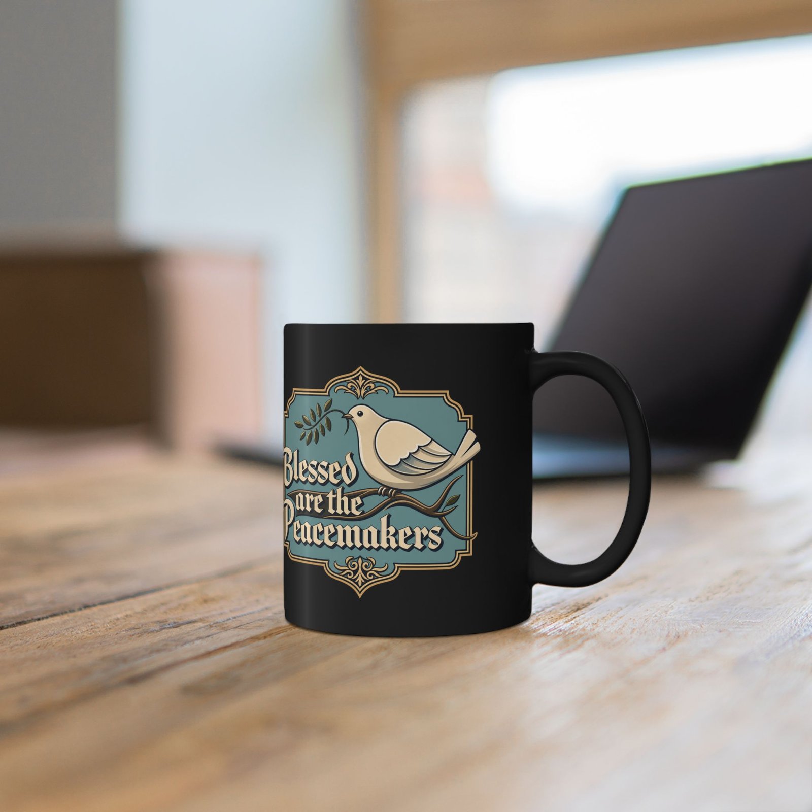 Blessed Are The Peacemakers - Black Mug – Sip with a Spirit of Peace - Image 4
