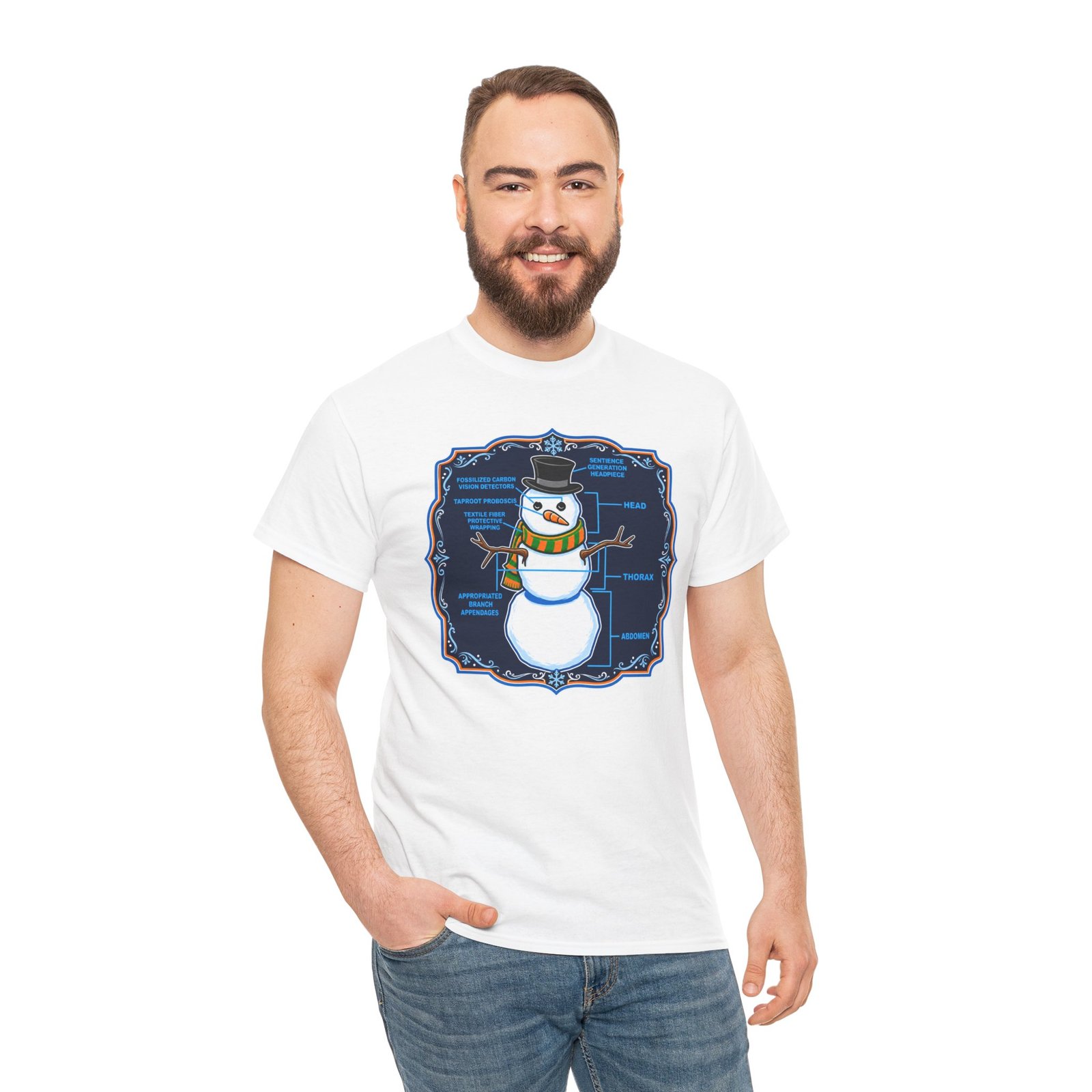 Snowman Anatomy - Unisex T-Shirt – Funny Christmas - Winter Science Diagram Tee - Image 4