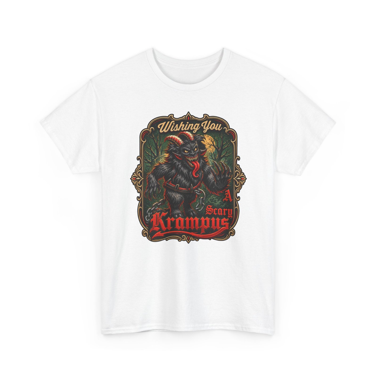 Wishing You a Scary Krampus - Unisex T-Shirt – Dark Christmas Horror - Image 19