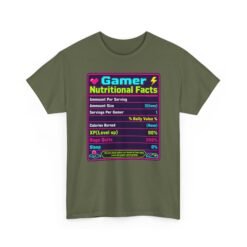 Gamer Nutrition Facts - Unisex T-Shirt – Powered by Snacks, Skill and Respawns - Image 11
