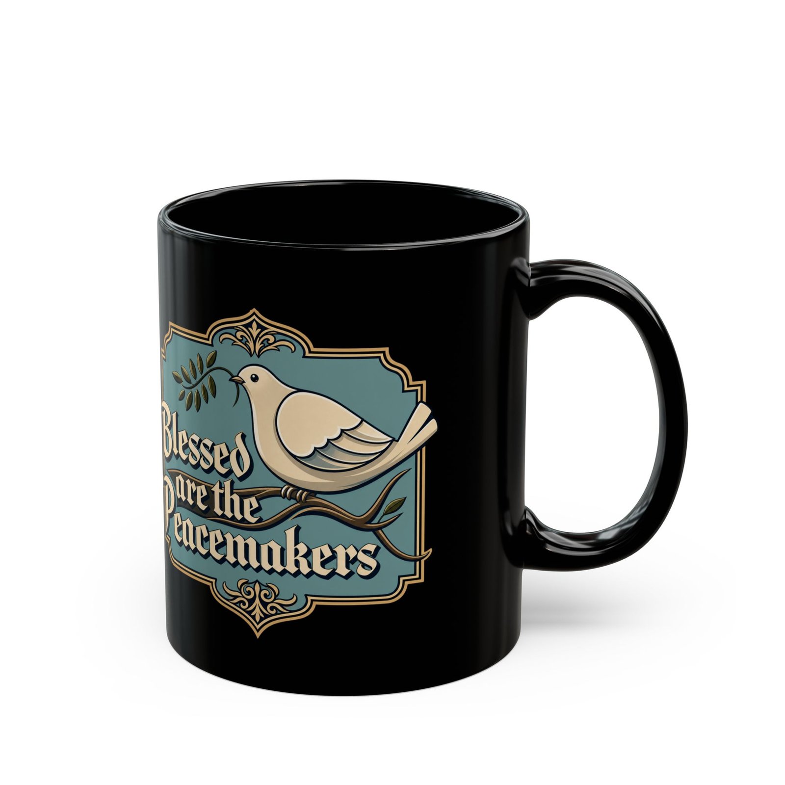 Blessed Are The Peacemakers - Black Mug – Sip with a Spirit of Peace - Image 3