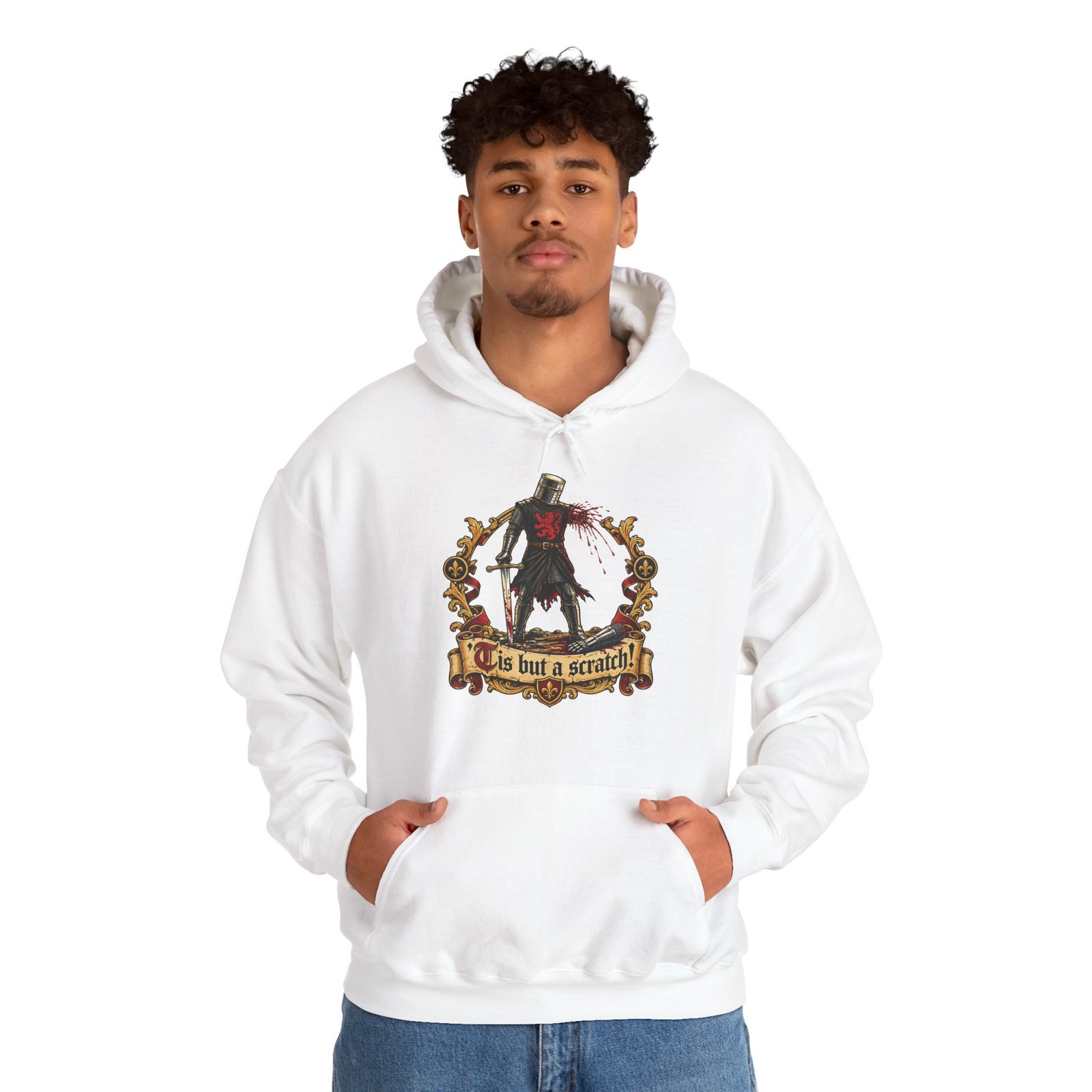 'Tis But A Scratch - Unisex Hoodie – Funny Monty Python - Black Knight - Image 9