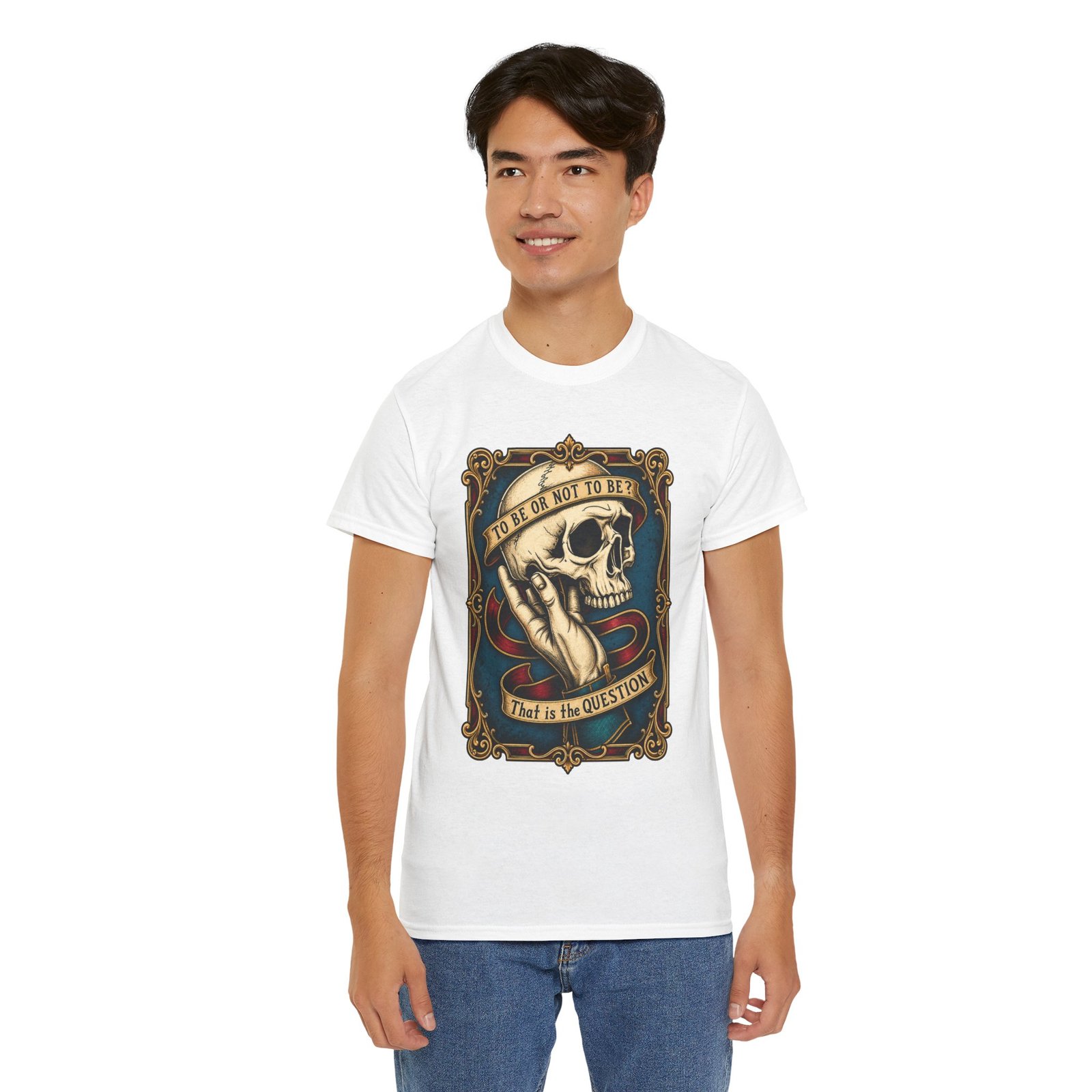 To Be or Not To Be - Unisex T-Shirt – Shakespeare Hamlet Skull - Image 13