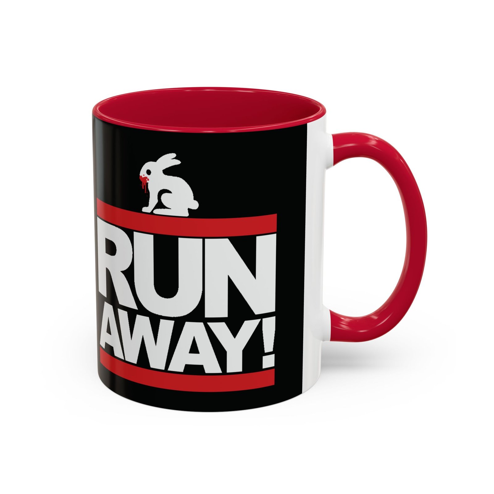 Run Away! Killer Rabbit – Color Accent Mug – Monty Python – Retro Hip-Hop Style - Image 2