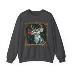 Polygon Rudolph - Unisex Sweatshirt – Geometric Reindeer - Modern Christmas - Image 9
