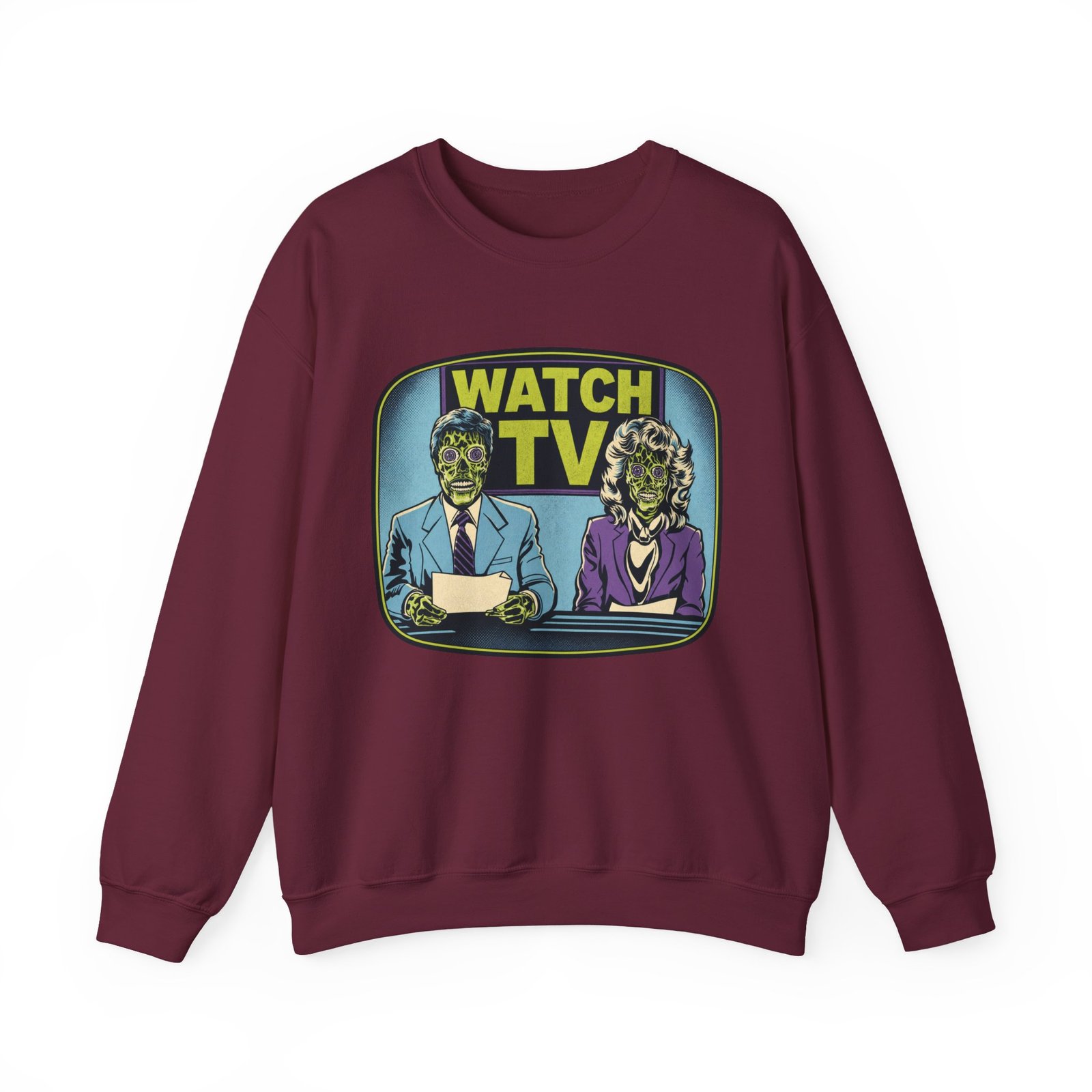 Watch TV - Unisex Sweatshirt – They Live, Alien News - Retro Sci-Fi - Dystopian - Image 10