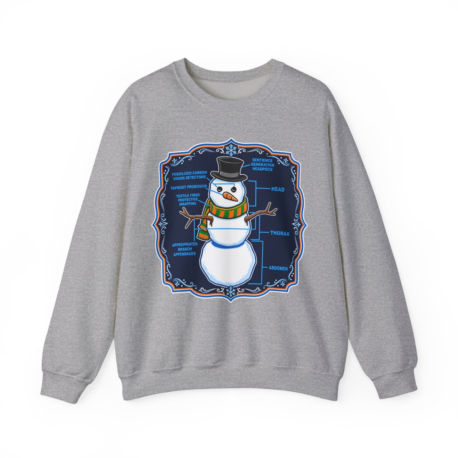 Snowman Anatomy - Unisex Sweatshirt – Funny Christmas - Science Diagram - Image 12