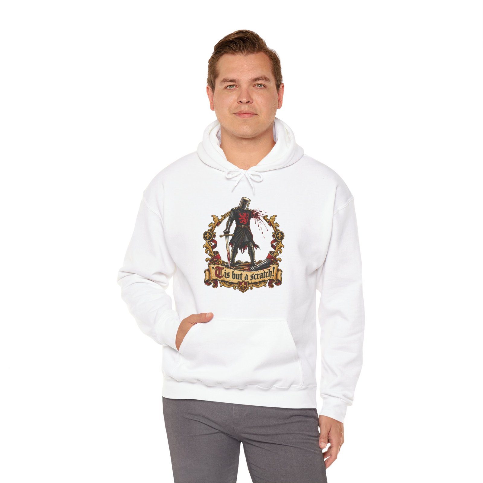 'Tis But A Scratch - Unisex Hoodie – Funny Monty Python - Black Knight - Image 11