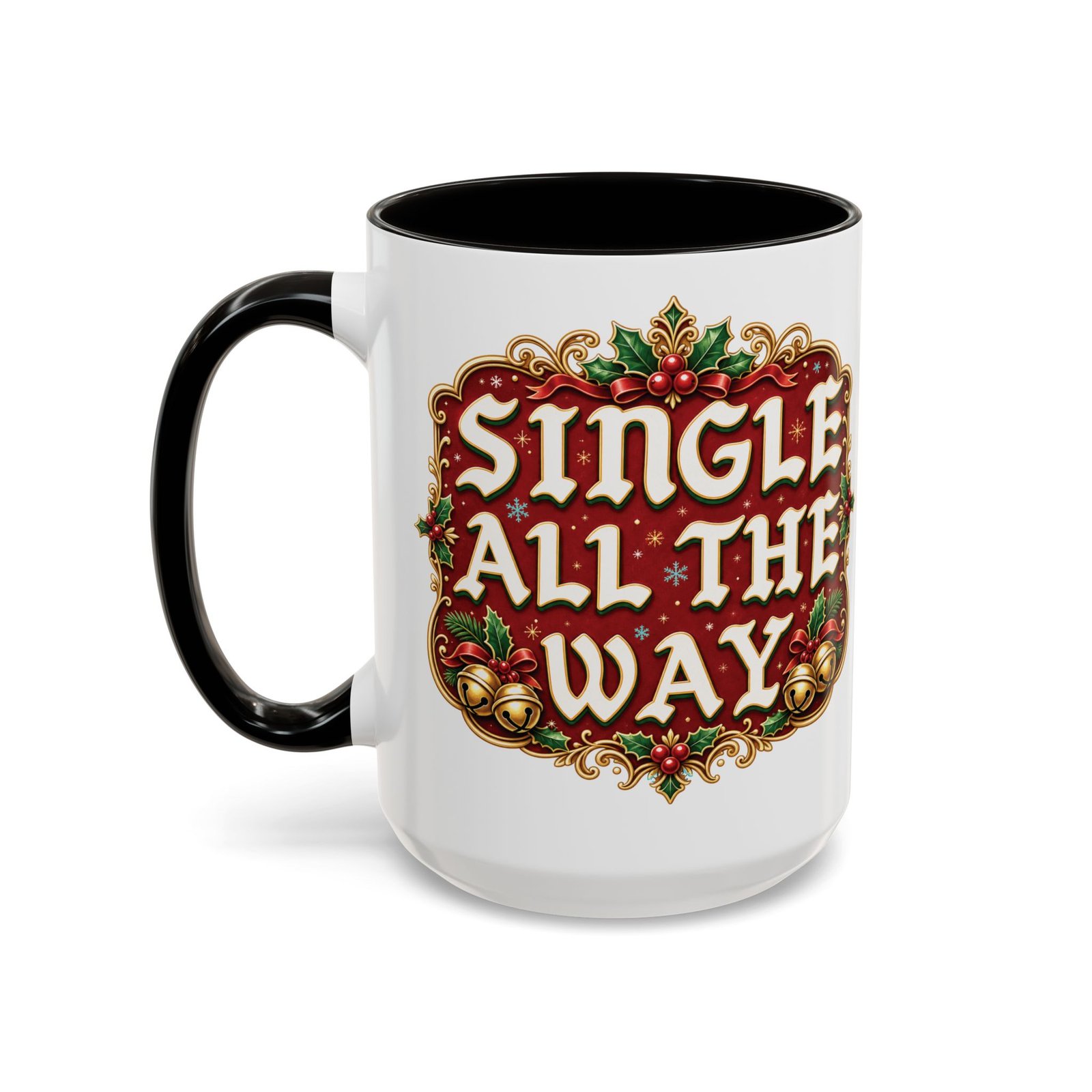 Single All The Way - Color Accent Mug – Funny Single Christmas Coffee Mug - Image 12