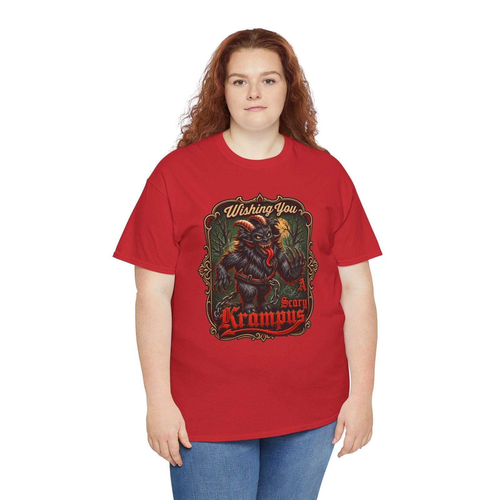 Wishing You a Scary Krampus - Unisex T-Shirt – Dark Christmas Horror - Image 10