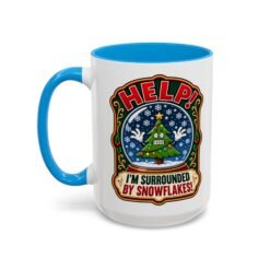 Help! I'm Surrounded By Snowflakes - Color Accent Mug – Funny Sarcastic Christmas - Image 24