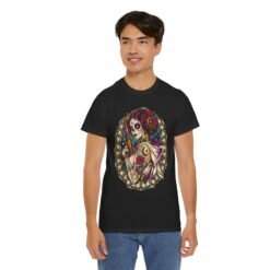 Tattooed Sugar Skull Princess - Unisex T-Shirt – Floral Cosmic Rebel - Tattoo Art - Image 5