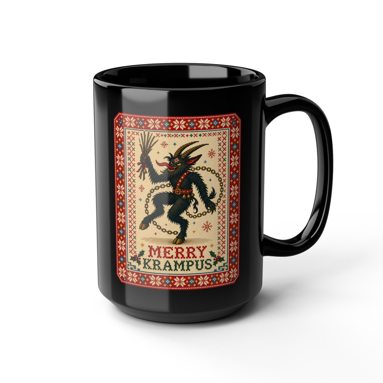 Merry Krampus - Black Mug – Sip Scares, Not Cocoa - Image 10
