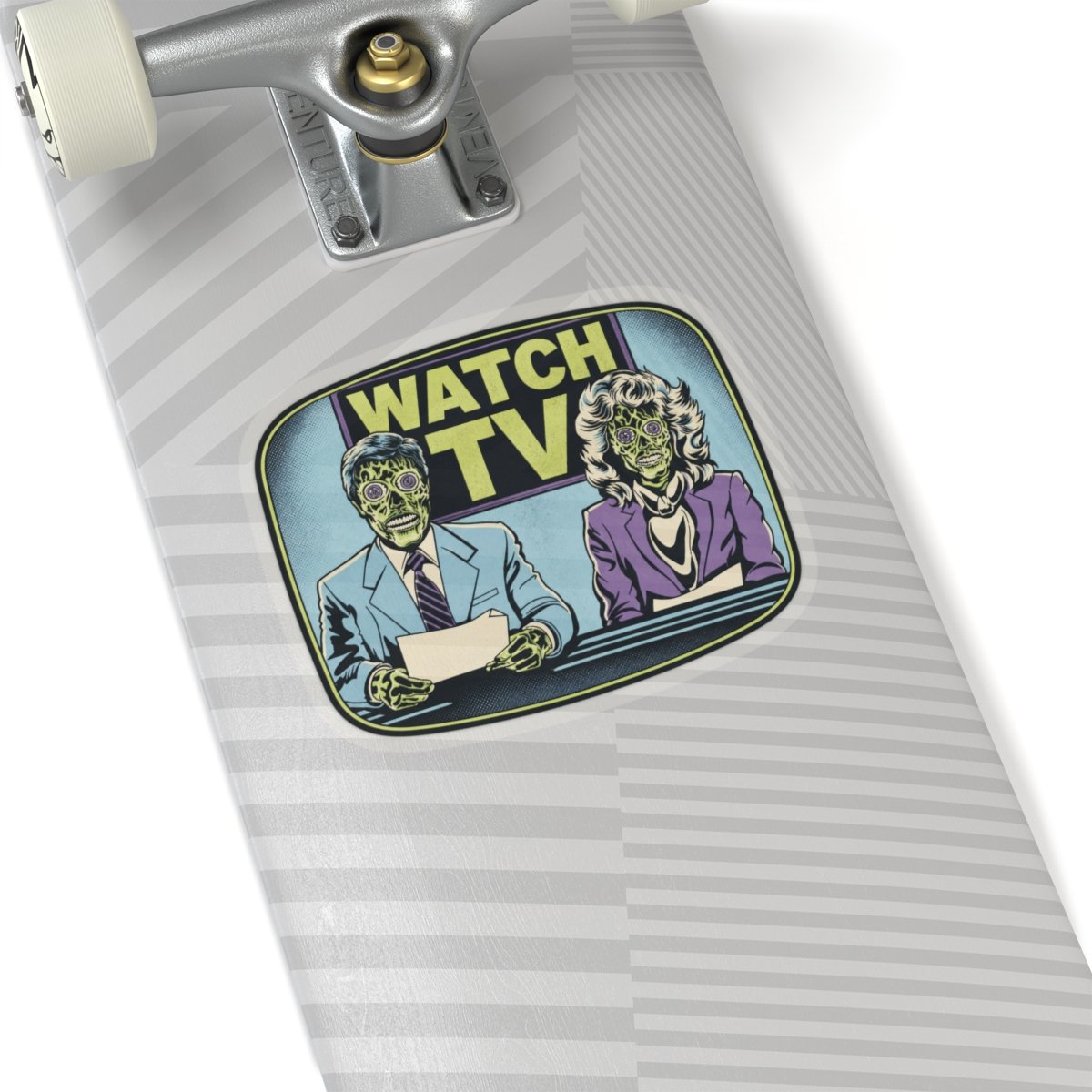 Watch TV - Indoor Sticker – They Live, Alien News - Retro Sci-Fi - Dystopian Decal - Image 23