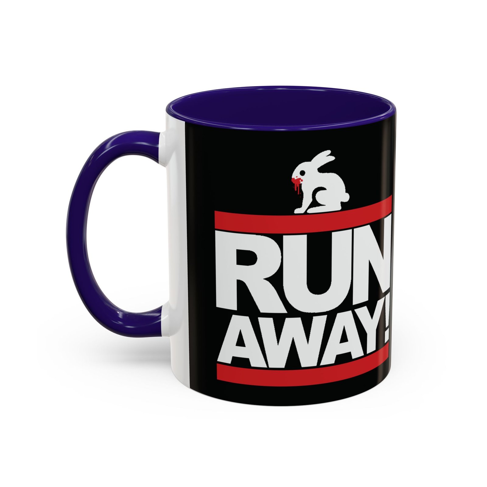Run Away! Killer Rabbit – Color Accent Mug – Monty Python – Retro Hip-Hop Style - Image 6