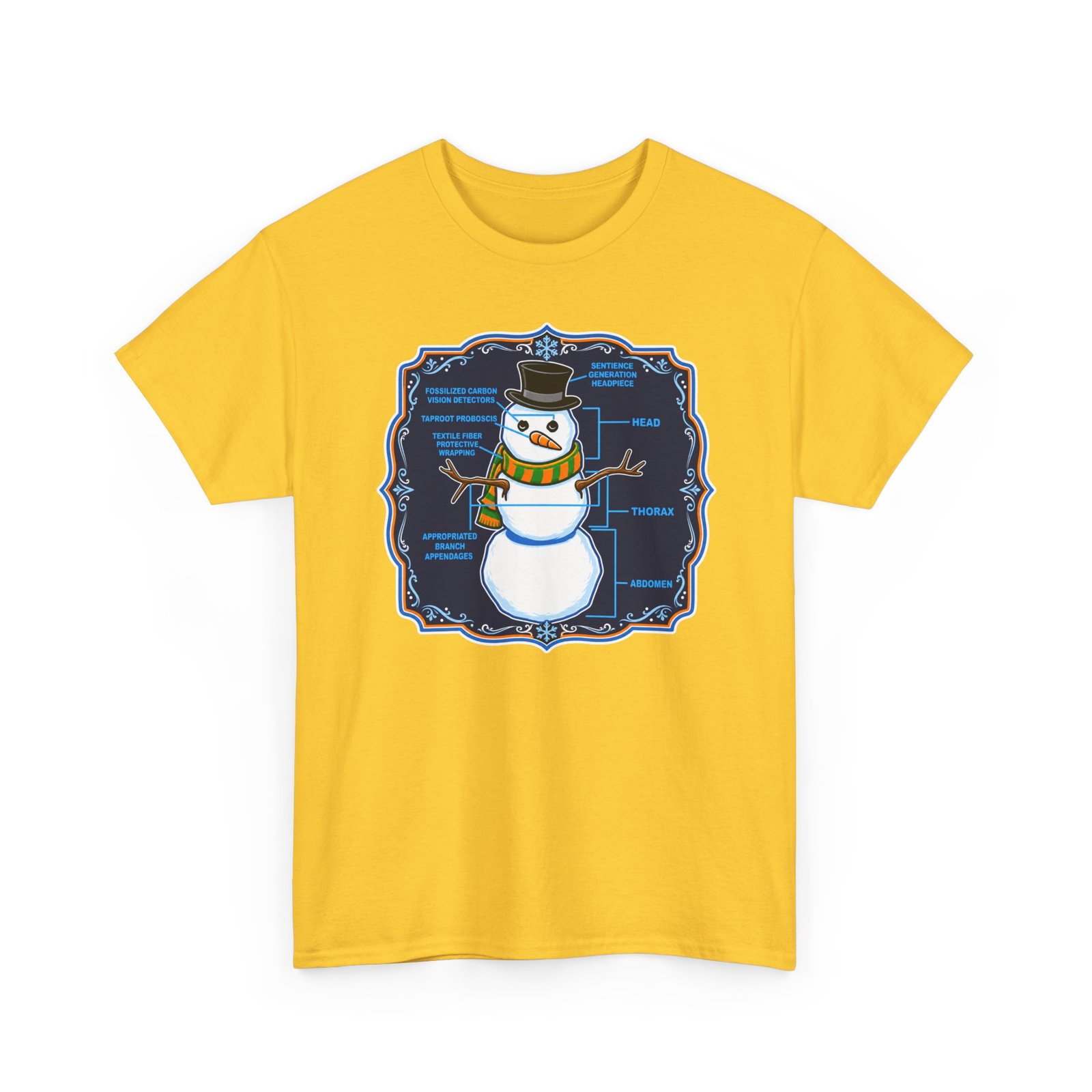 Snowman Anatomy - Unisex T-Shirt – Funny Christmas - Winter Science Diagram Tee - Image 14