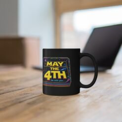 May the 4th Be With You – Black Ceramic Mug – Funny Sci-Fi Calendar - Image 4