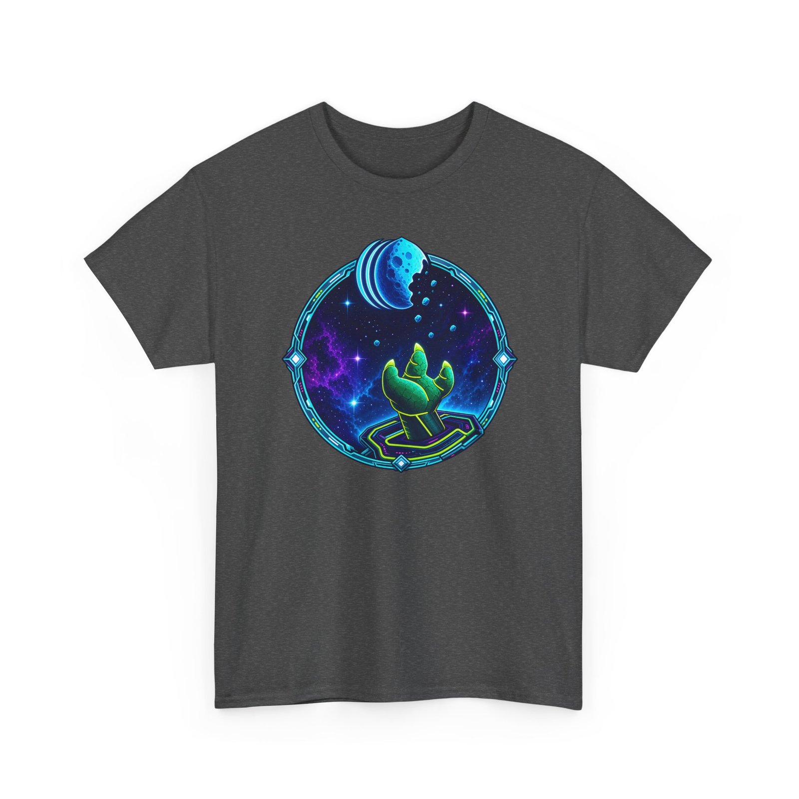 Reach for the Cookie - Unisex T-Shirt – Cute Green Space Creature - Floating Cookie - Image 14