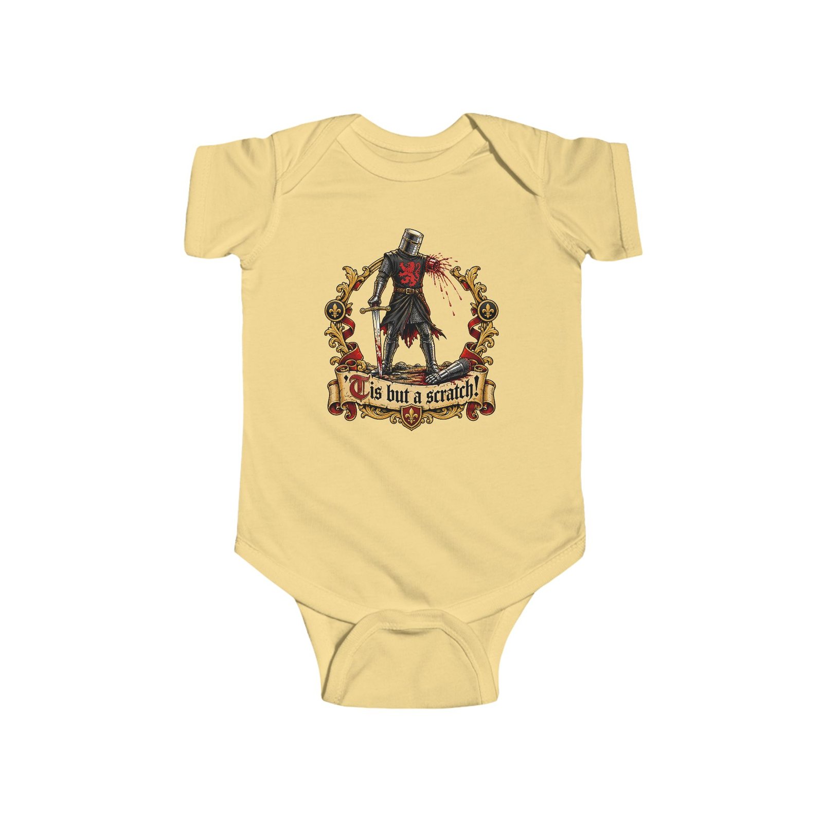 'Tis But A Scratch Baby - One Piece Bodysuit – Funny Monty Python - Holy Grail - Image 5