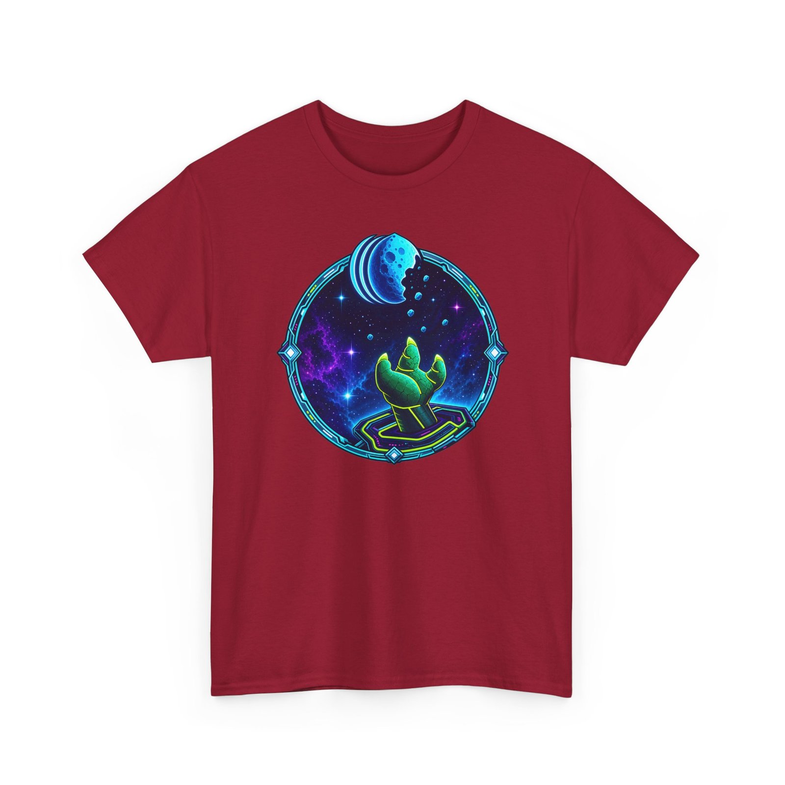 Reach for the Cookie - Unisex T-Shirt – Cute Green Space Creature - Floating Cookie - Image 19