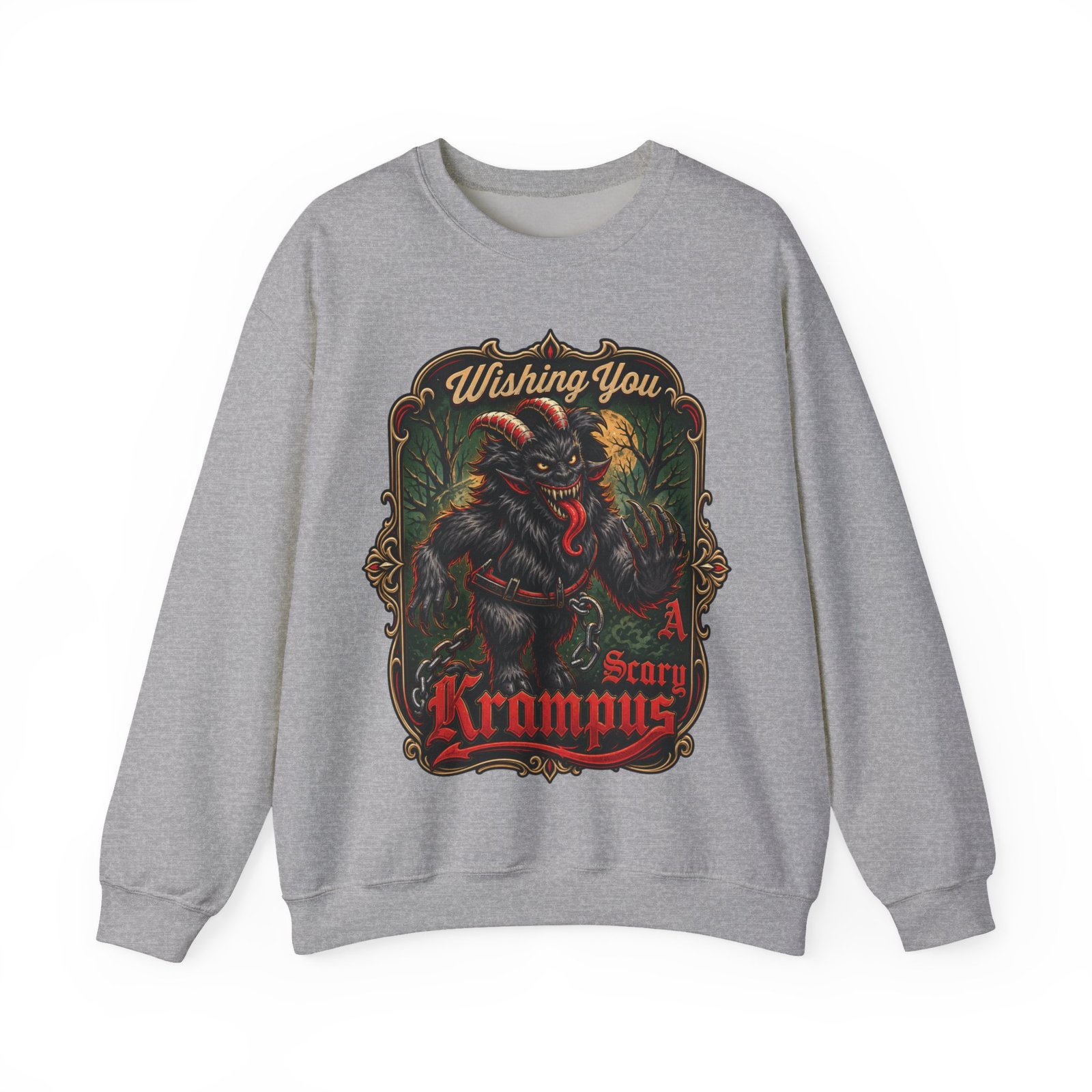Wishing You a Scary Krampus - Unisex Sweatshirt – Dark Christmas Horror - Image 13