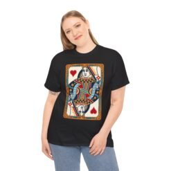 Queen of Hearts - Unisex T-Shirt – Classic Playing Card - Image 3