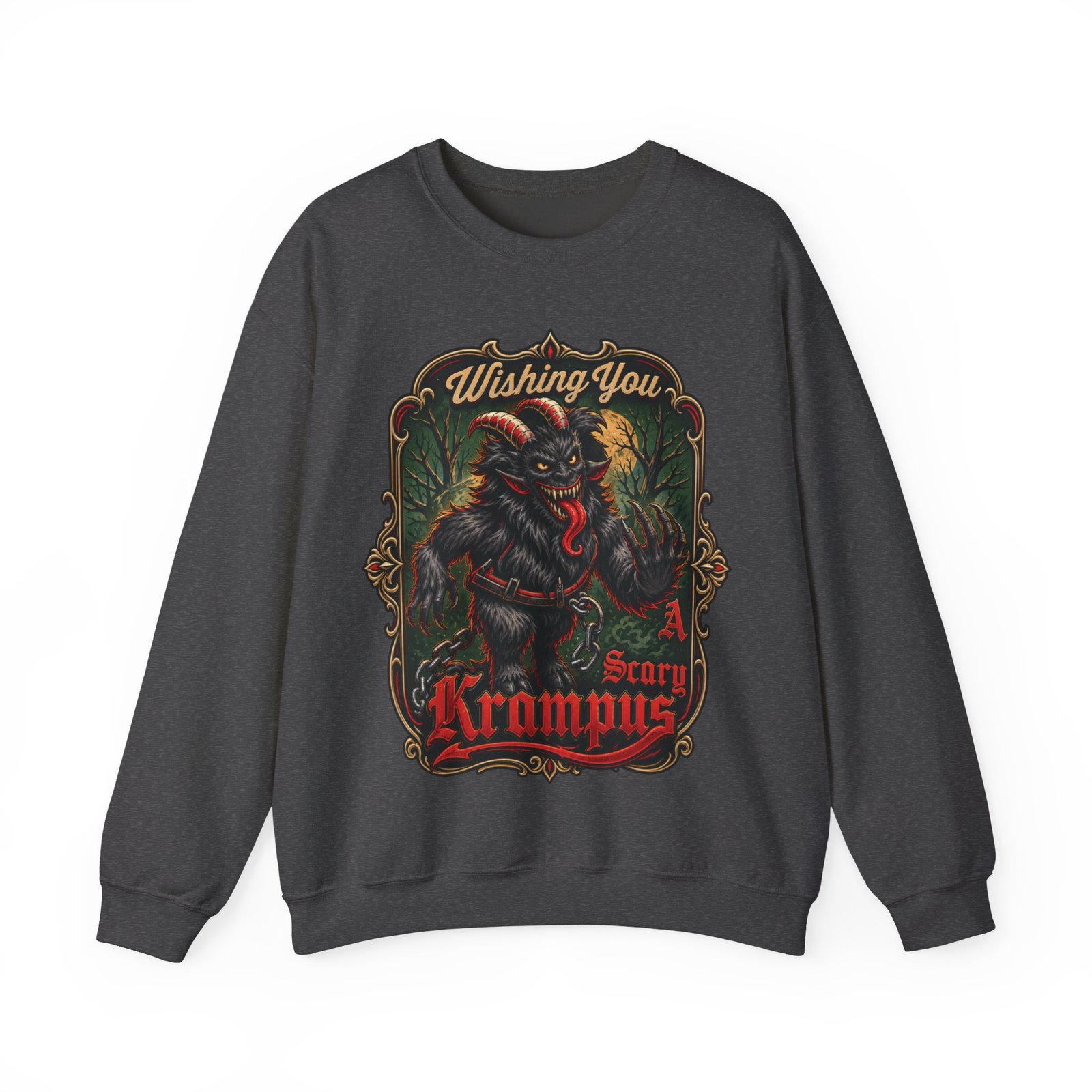 Wishing You a Scary Krampus - Unisex Sweatshirt – Dark Christmas Horror - Image 18