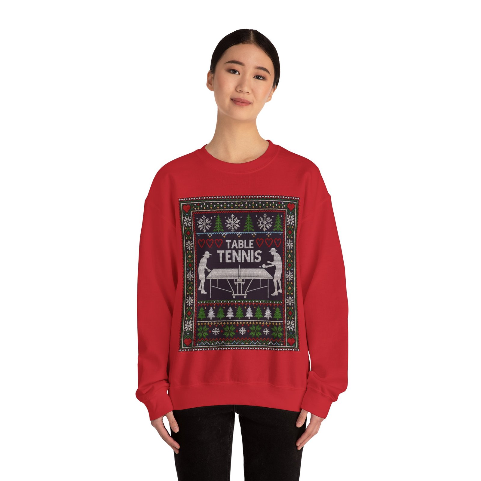 Table Tennis Ugly Christmas Sweatshirt – Serve Up the Holiday Spirit - Image 6