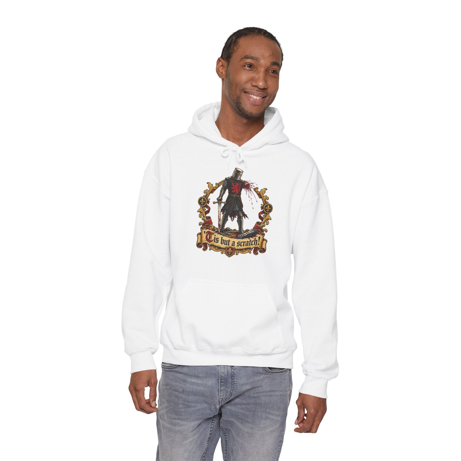 'Tis But A Scratch - Unisex Hoodie – Funny Monty Python - Black Knight - Image 14
