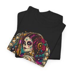 Tattooed Sugar Skull Princess - Unisex T-Shirt – Floral Cosmic Rebel - Tattoo Art - Image 9
