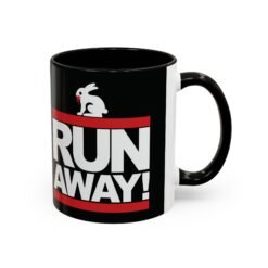 Run Away! Killer Rabbit – Color Accent Mug – Monty Python – Retro Hip-Hop Style - Image 3
